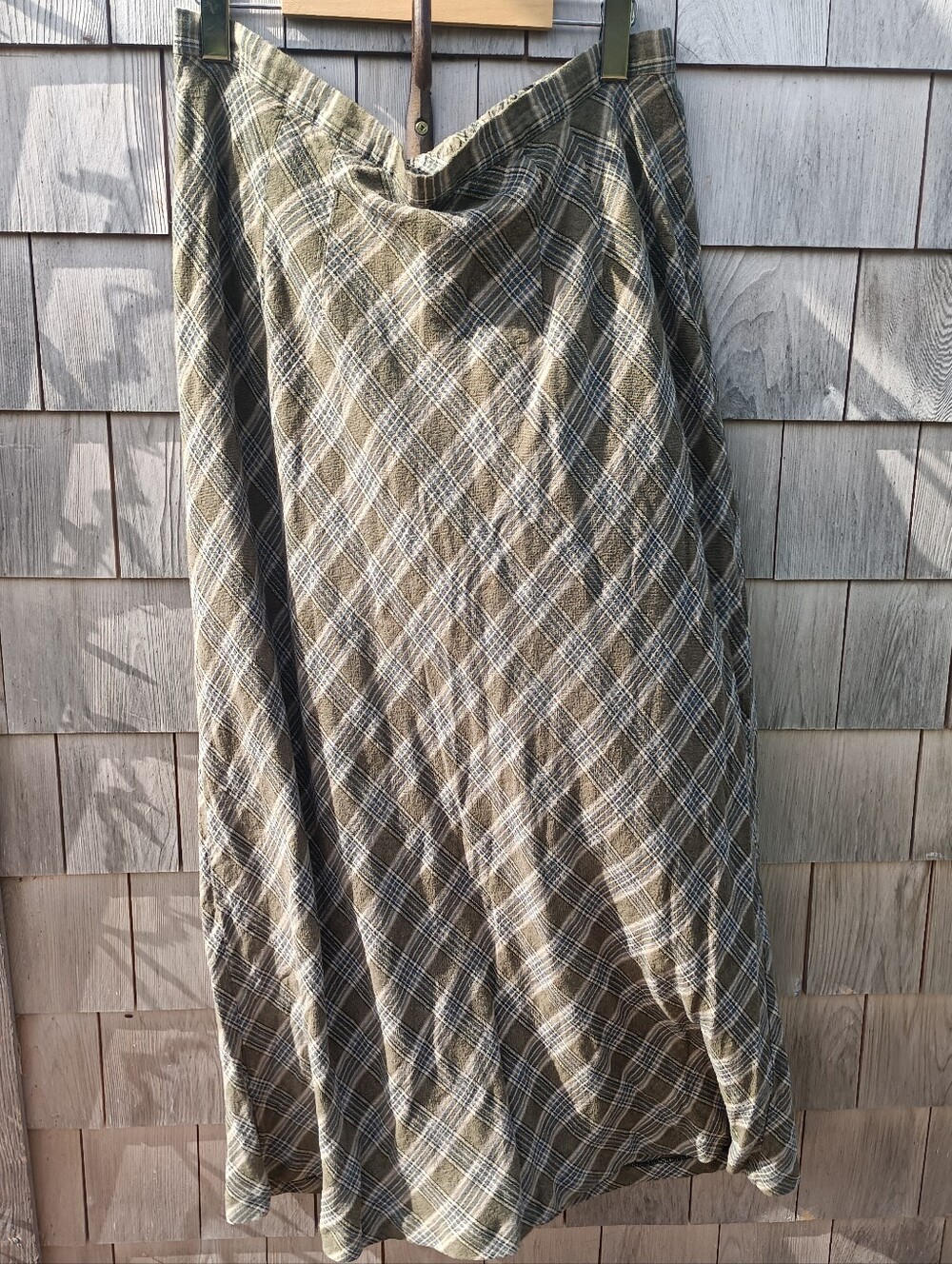 Linen Plaid Maxi Skirt